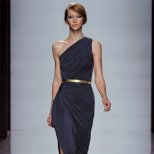 Стилна дълга рокля по тялото тъмно синя Еmanuel Ungaro пролет 2012
