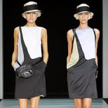 Копринена рокля бяло и черно Emporio Armani Пролет-Лято 2012