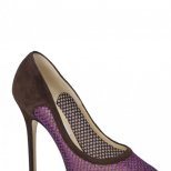 Елегантни обувки на ток лилава мрежа и кафяв велур Jimmy Choo пролет-лято 2012