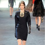 Къса черна рокля по тялото с 3/4 ръкави Lanvin Есен-Зима 2011