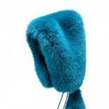 Синя кожена шапка тип качулка с пискюли Gucci есен-зима 2011