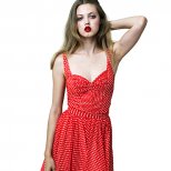 Червена ретро рокля на точки с презрамки Ваканционна колекция Z Spoke на Zac Posen 2012