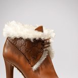 Кожени боти на ток от светла кафява кожа Gucci Есен-Зима 2011