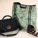 Ежедневна чанта кожа и голяма чанта текстил с равни сандали Chloe