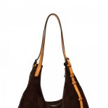 Шоколадово кафява чанта велур със светла дръжка VBH зима 2011/2012