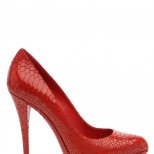 Ярко червени обувки от кожа на люспи на платформа Casadei пролет-лято 2012
