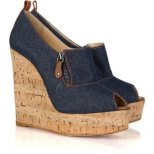 Дънкови обувки с отворени пръсти и цяла платформа Сhristian Louboutin