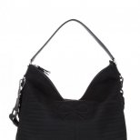 Текстилна рипсена чанта в черно с декоративна панделка и с цип Anya Hindmarch Зима 2011/2012