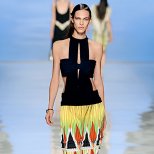 Рокля в тъмно синьо и жълто с изрязана горна част Etro Пролет-Лято 2012