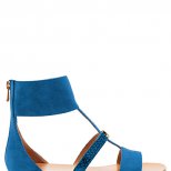 Равни велурени сандали в синьо с лента около глезена Furla Пролет-Лято 2012