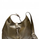 Голяма чанта с декоративни катарами от супер гладка кожа в преливащо кафяво Gucci Зима 2011/2012