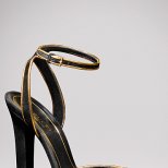 Черни велурени обувки със златен кант на висок прав ток Gucci Есен-Зима 2011