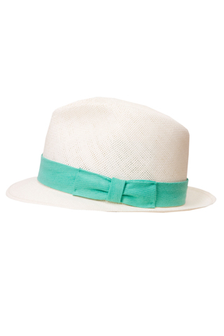 Бяла шапка бомбе със зелена панделка Rag and Bone пролет лято 2012
