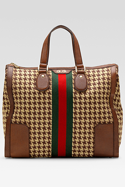 Голяма текстилна чанта със знакови ленти Gucci Есен-Зима 2011