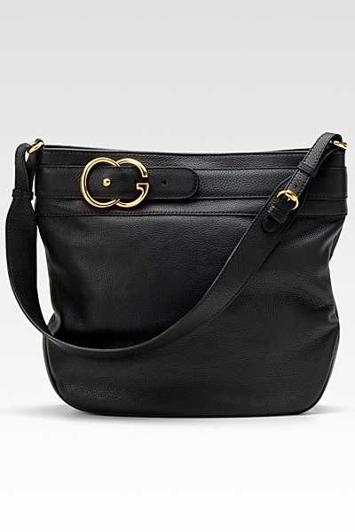 Голяма черна чанта кожа с дръжка с променлива дължина Gucci Есен-Зима 2011
