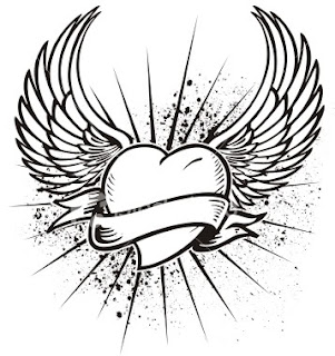 Татуировка сърце с крила