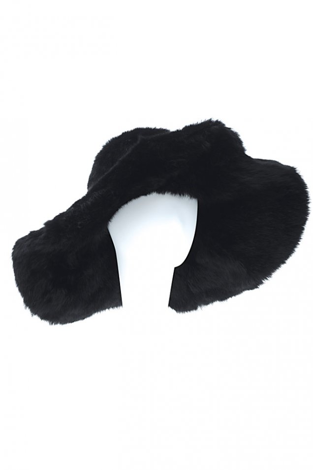 Черна широкопола шапка кожа с косъм Nina Ricci есен-зима 2011
