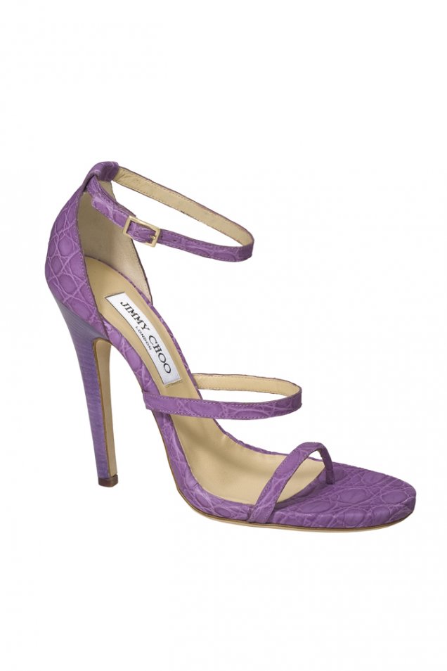 Нежни обувки на тънък ток с 3 каишки в лилаво Jimmy Choo пролет-лято 2012