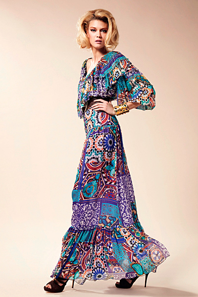 Дълга ефирна рокля с многоцветен десен Предпролетна колекция Blumarine за 2012