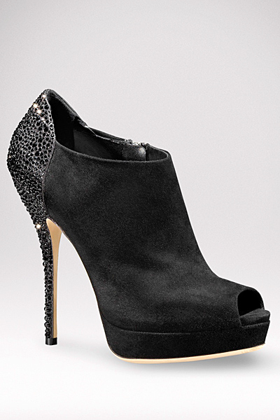 Черни затворени обувки с открити пръсти с пайети на петата и тока Gucci Есен-Зима 2011
