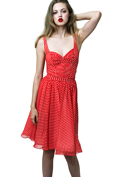 Червена ретро рокля на точки с презрамки Ваканционна колекция Z Spoke на Zac Posen 2012