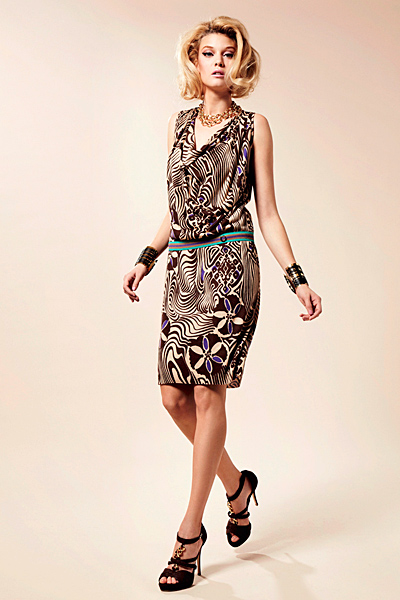 Шарена къса рокля с падащо деколте Предпролетна колекция Blumarine за 2012