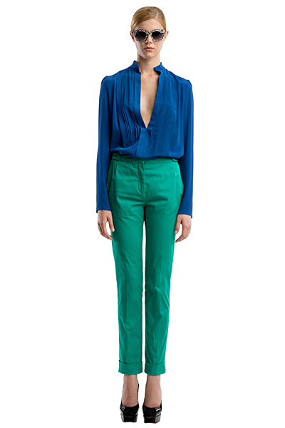 Панталон молив в зелено с риза в турско синьо Ваканционна колекция Peter Som 2012