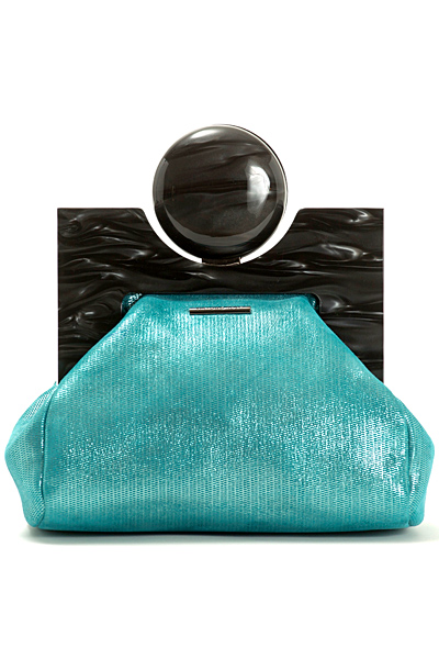 Тумбеста синя малка чанта с декоративно топче закопчалка Viktor and Rolf за Пролет-Лято 2012