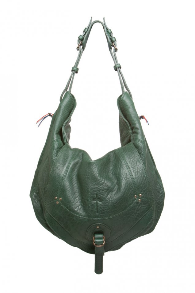 Кожена чанта за рамо с регулираща се дръжка в маслено зелено от Jerome Dreyfuss Зима 2011/2012