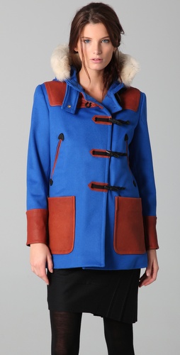 Късо синьо палто с апликирани кафяви джобове Rag and Bone зима 2011 2012