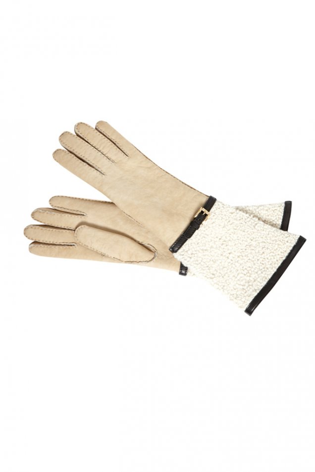 Бежови ръкавици агнешка кожа с черен кант Trussardi есен-зима 2011
