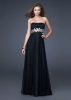 Дълга черна бална рокля без презрамки 2012