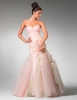 Нежно розова дълга рокля без презрамки модел русалка за бал 2012