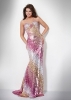 Дълга рокля без презрамки преливащи розови нюанси за бал 2012