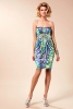 Къса рокля без презрамки с шарки на син фон Предпролетна колекция Blumarine за 2012