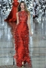 Дълга тъмно червена рокля с перфорирани волани Giles пролет 2012