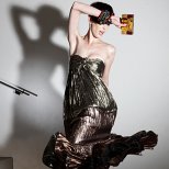 Ретро лъскава рокля без презрамки Ваканционна колекция Lanvin 2012