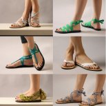 Сандали с цветни текстилни каишки