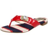 Равни чехли с червени кожени ленти Guess