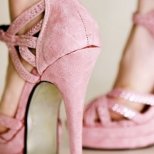 Розови сандали на ток велур