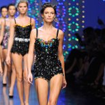 Черно ретро секси боди с пайети  Dolce and Gabbana за 2012