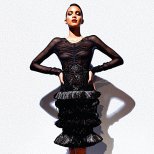 Tom Ford черна рокля мрежа с няколко кринолина