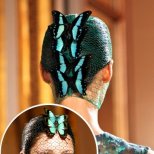 Прибрана коса с мрежа отгоре с пеперуди Giambattista Valli