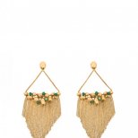 Висящи златни обеци с плътни нишки и малки камъни Aurelie Bidermann есен 2012