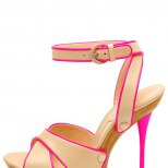 Сандали бежови с розов кант на висок и тънък ток Casadei Пролет-Лято 2012