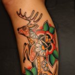Цветна татуировка елен