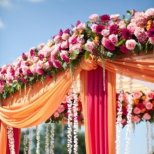 Декорация за сватба в розово и оранжево