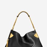 Голяма черна чанта гладка кожа Gucci за Пролет-лято 2012