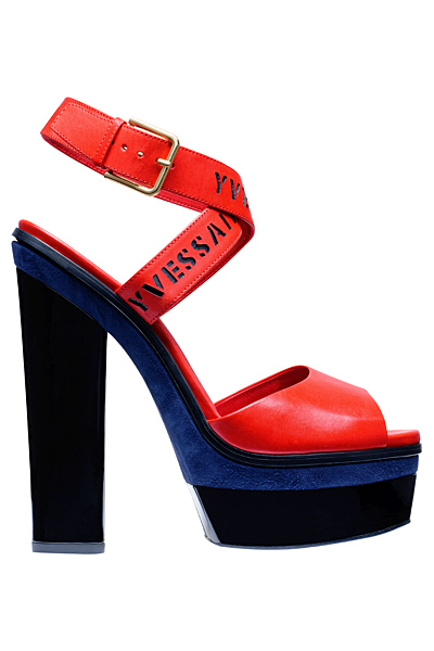 Високи сандали в червено и синьо Yves Saint Laurent круизна колекция 2012
