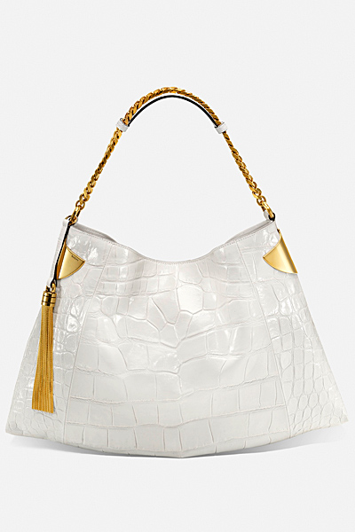 Голяма бяла чанта със златен пискюл Gucci за Пролет-лято 2012